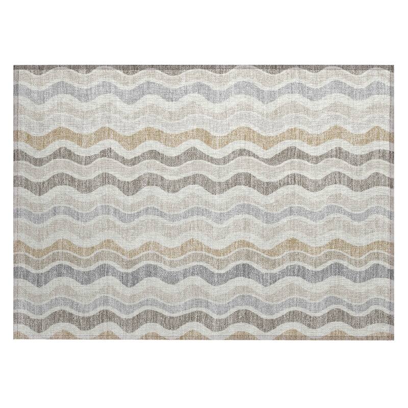 Machine Washable Indoor/ Outdoor Funky Stripe Chantille Rug
