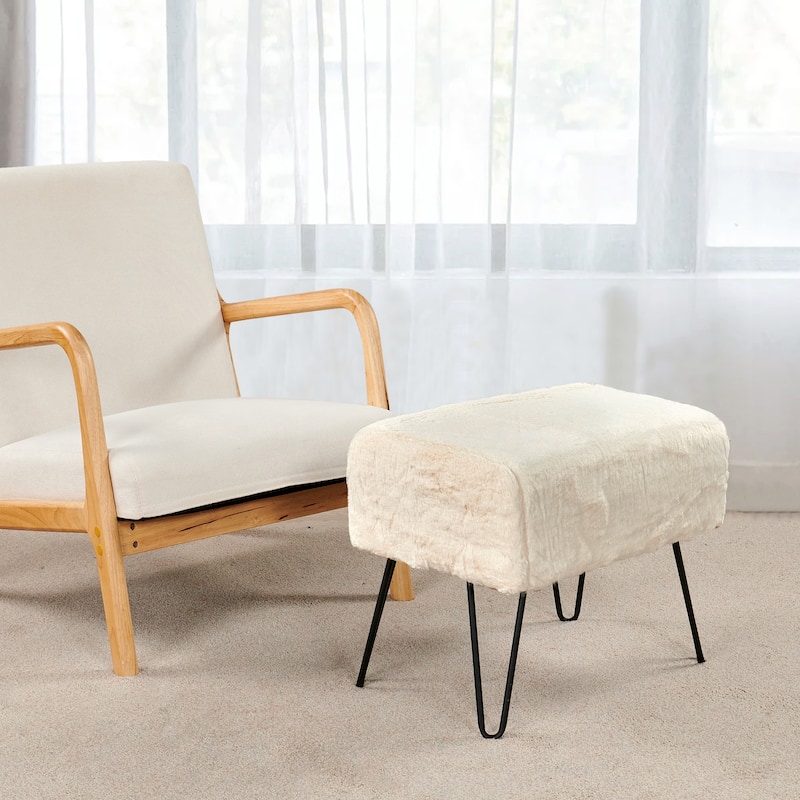 Serenta Solid Color Fauxfur Ottoman