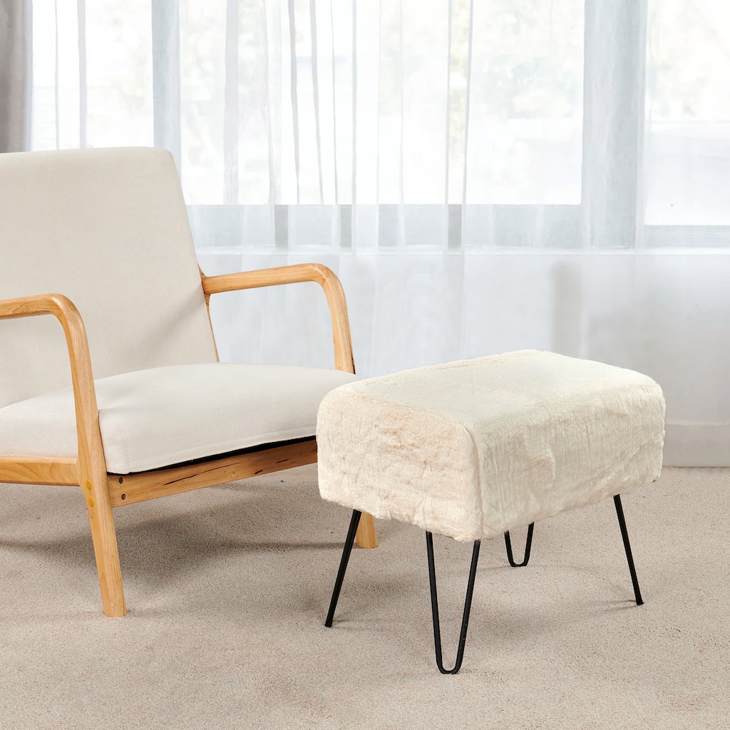 Serenta Solid Color Fauxfur Ottoman