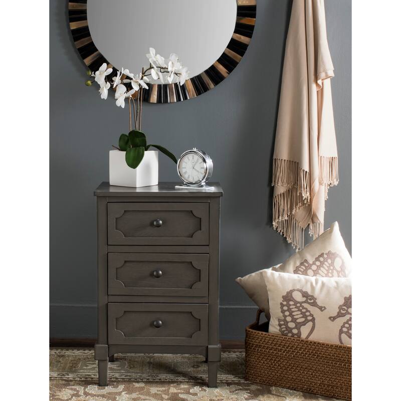 SAFAVIEH Rosaleen Grey 3-Drawer Storage Side Chest - 16.9" x 13.4" x 26.8"