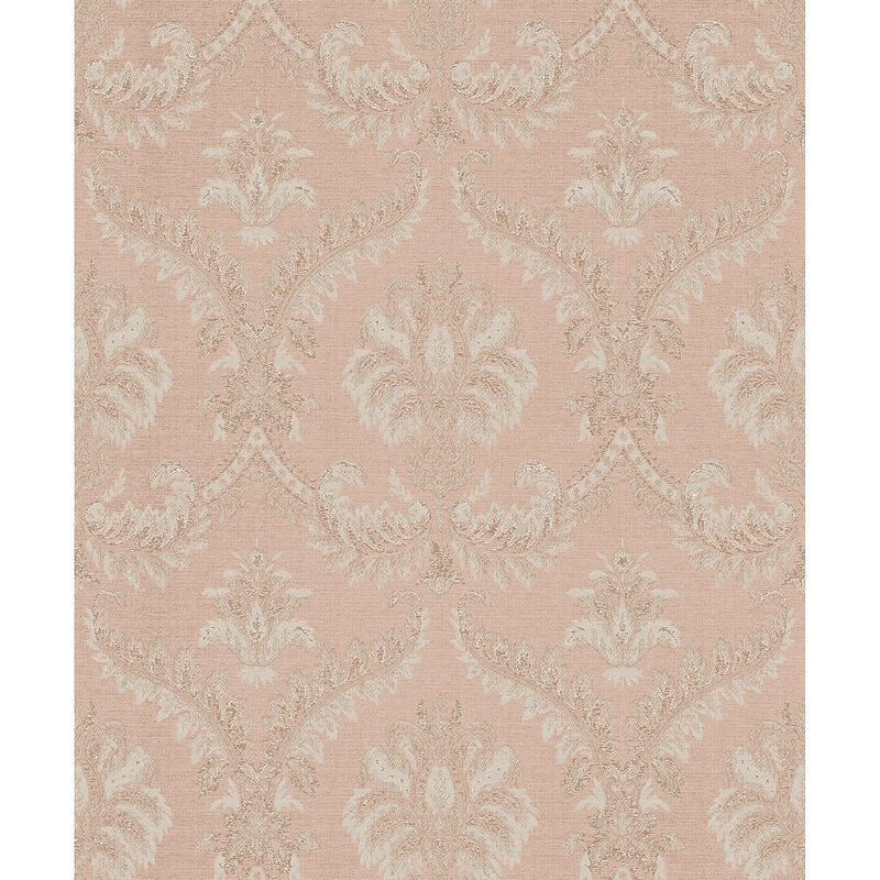 Galerie Wallcoverings Italian Classics 4 Collection Embossed Traditional Damask Vinyl on Non-woven Matte Wallpaper Roll - 33 feet x 21 inches - Pink