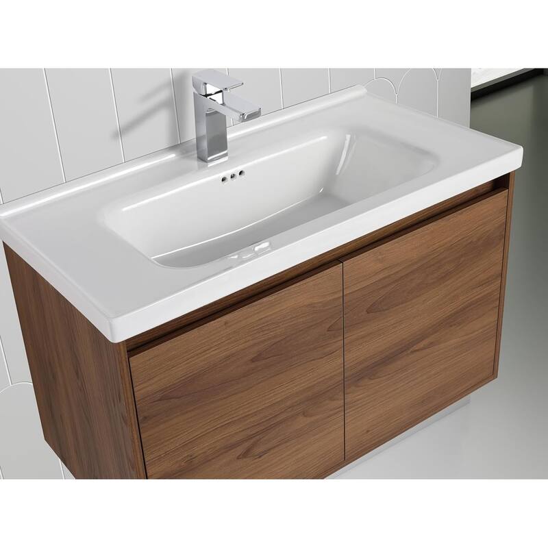 Blossom 32" Floating Bathroom Vanity with Ceramic Sink & Storage