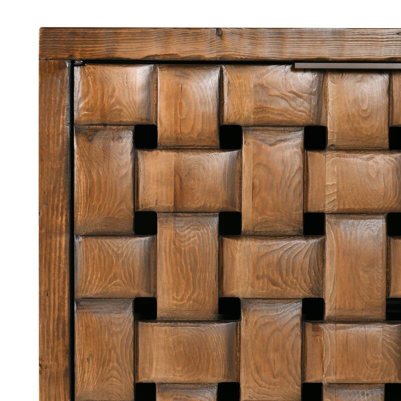 Classic Home Bast 4-Door Reclaimed Pine Wood Buffet Sideboard