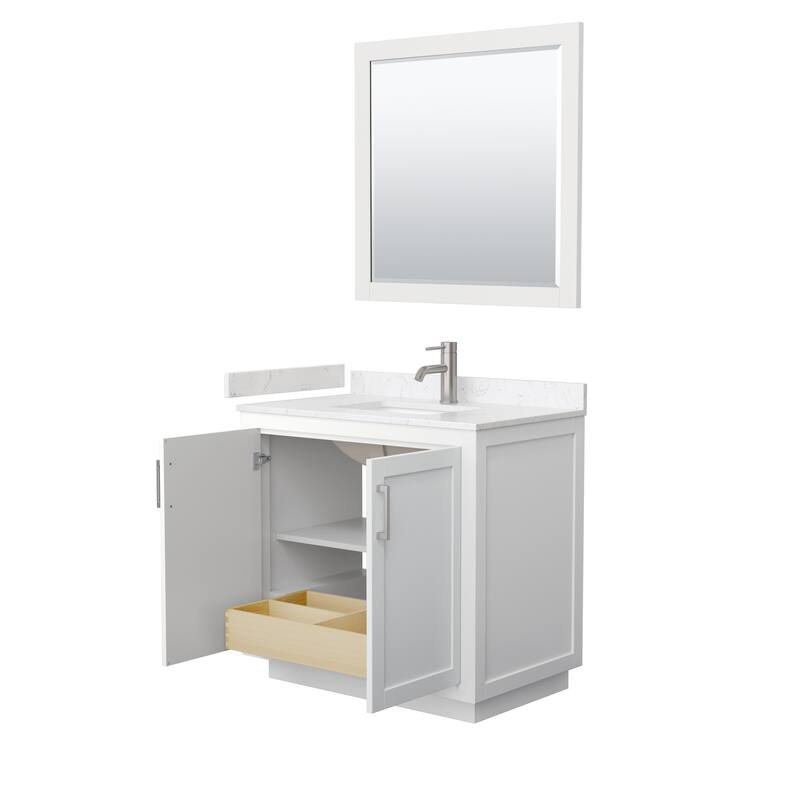Miranda Single Vanity Set, Cultured Marble Top, 34-Inch Mirror