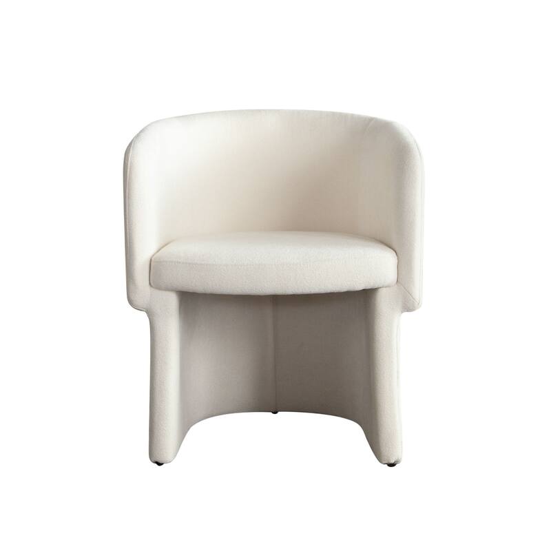 Tesy Dining Side Chair, Elite Ivory Textured Polyester, Sloping Arms