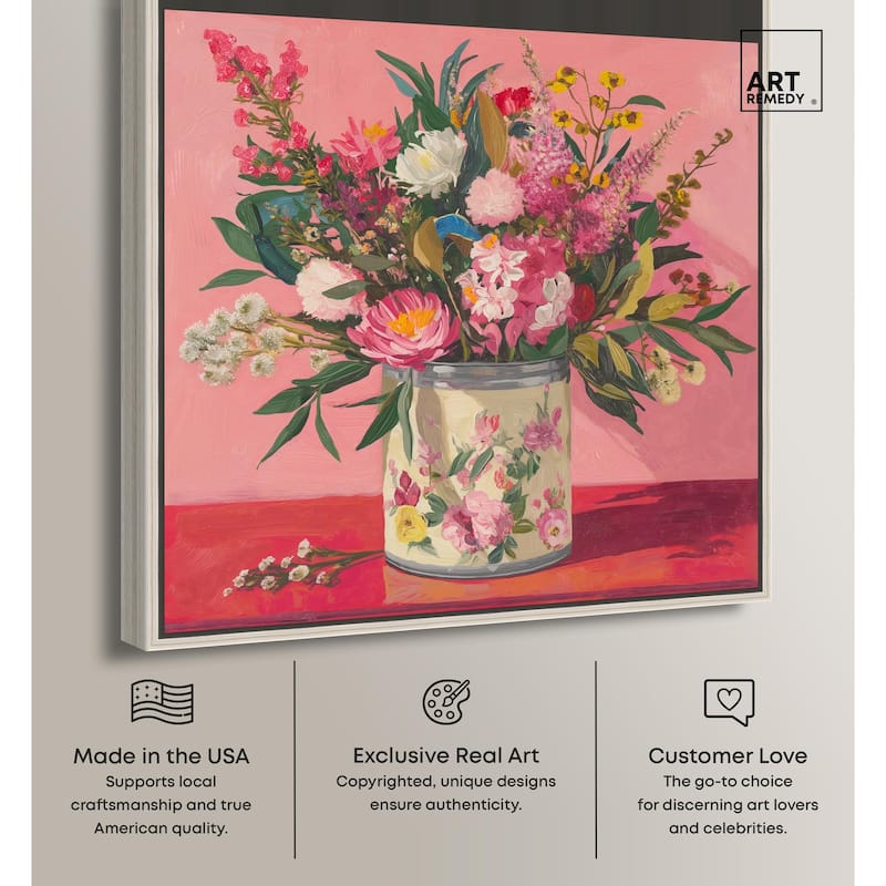 Pink Floral Tin Canvas by Art Remedy