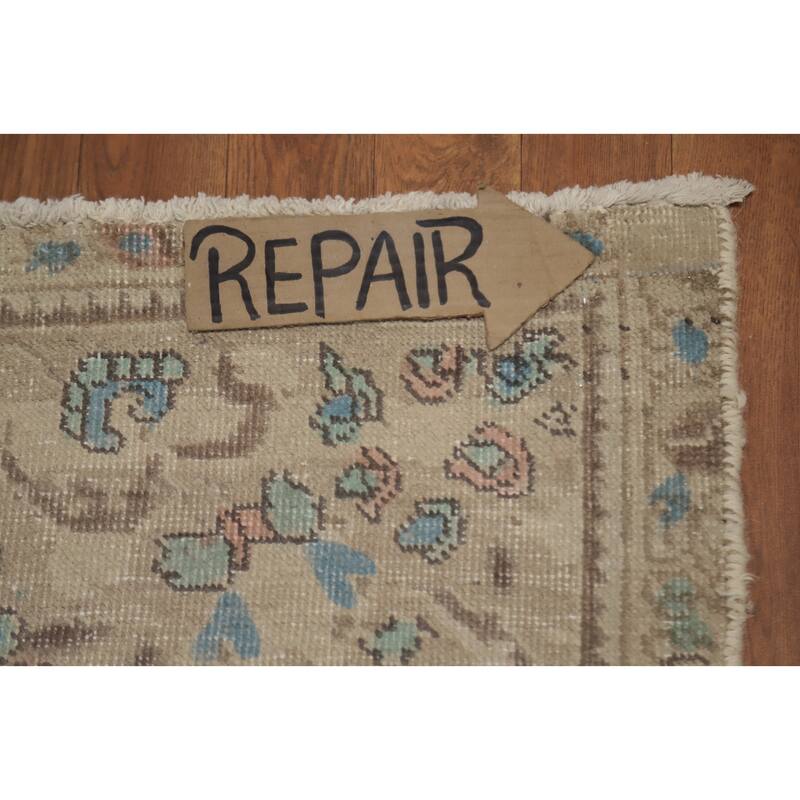 Hand Knotted Oriental 100% Wool Carpet Traditional Floral Beige & Ivories Tabriz Area Rug - 12' 10'' X 10' 2''
