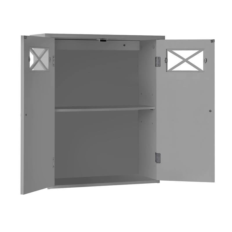 Teamson Home Dawson Removable Two-Door Wall Cabinet, Gray