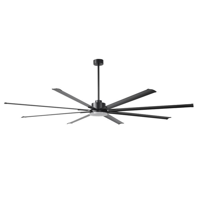 Vaczon 100" Industrial Black Aluminum Extra Larger LED Ceiling Fan with Light and Remote