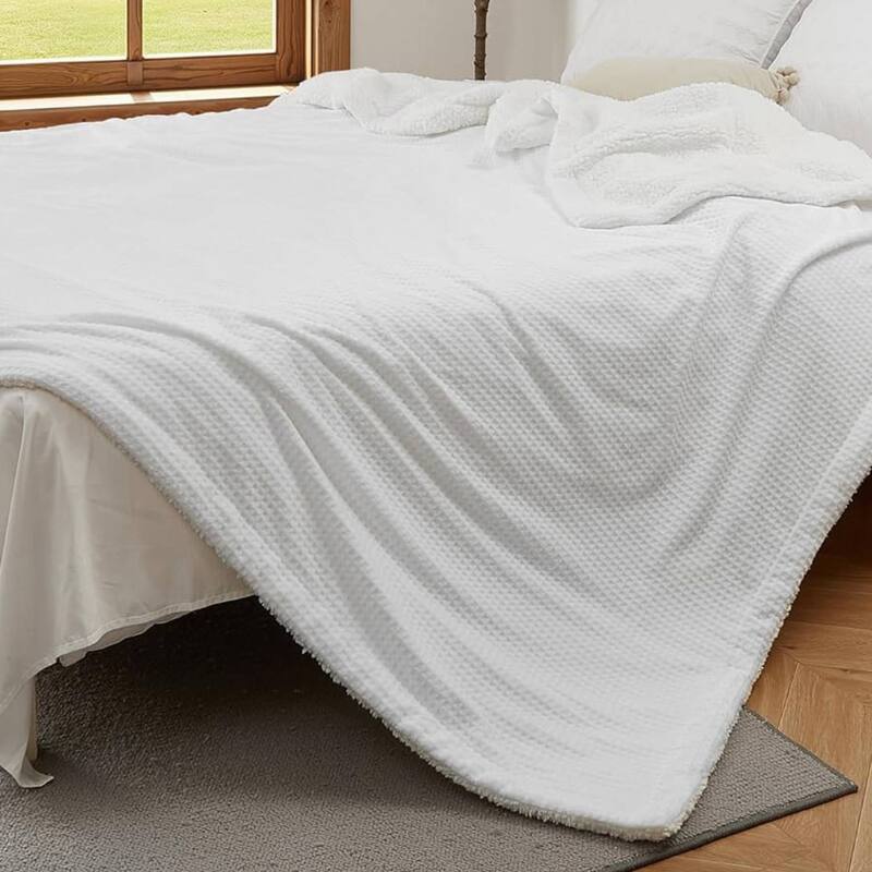 Electric Waffle Fast Heating Flannel Blanket, White - 72*84 inch