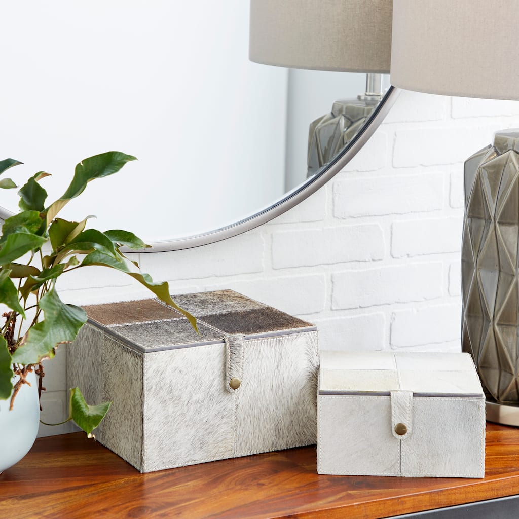 Leather Natural Box (Set of 2)