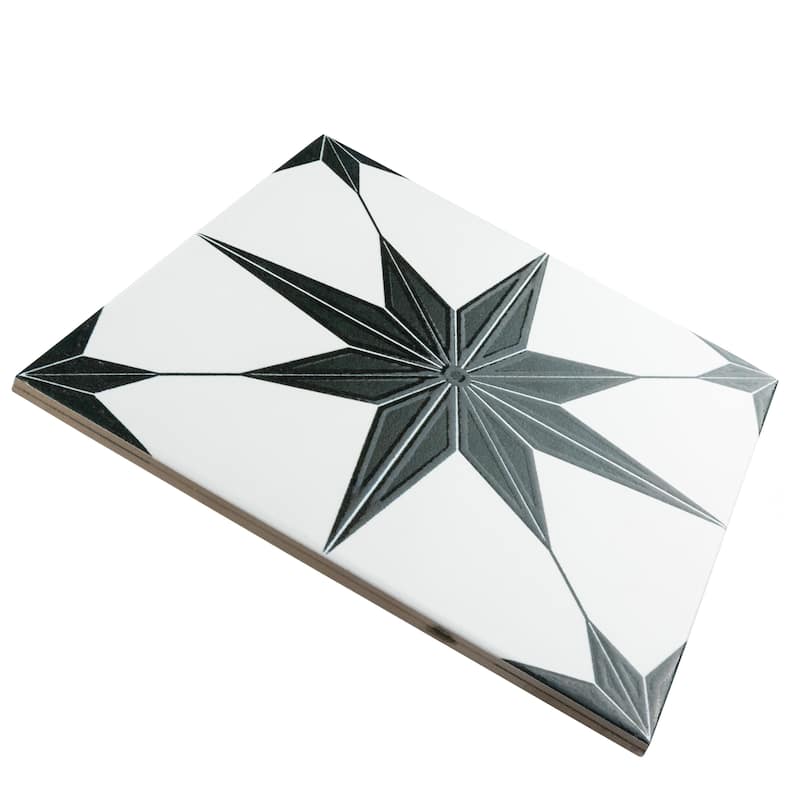 Merola Tile Stella Luxe Nero 9-3/4" x 9-3/4" Porcelain Floor and Wall Tile