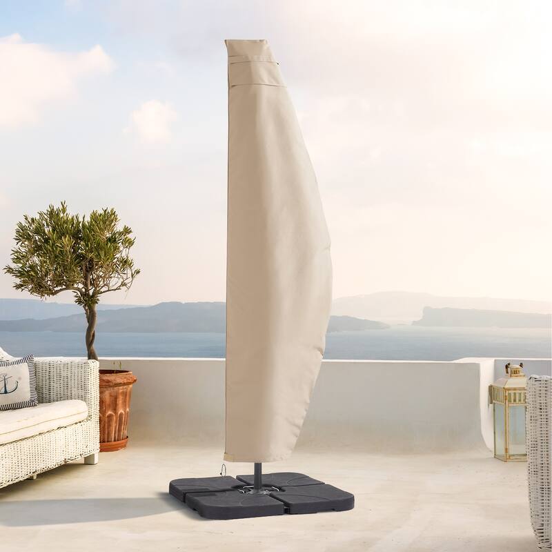 LIVOOSUN Patio Offset Umbrella Covers 600D Waterproof, Fits 8ft-11ft - Sand