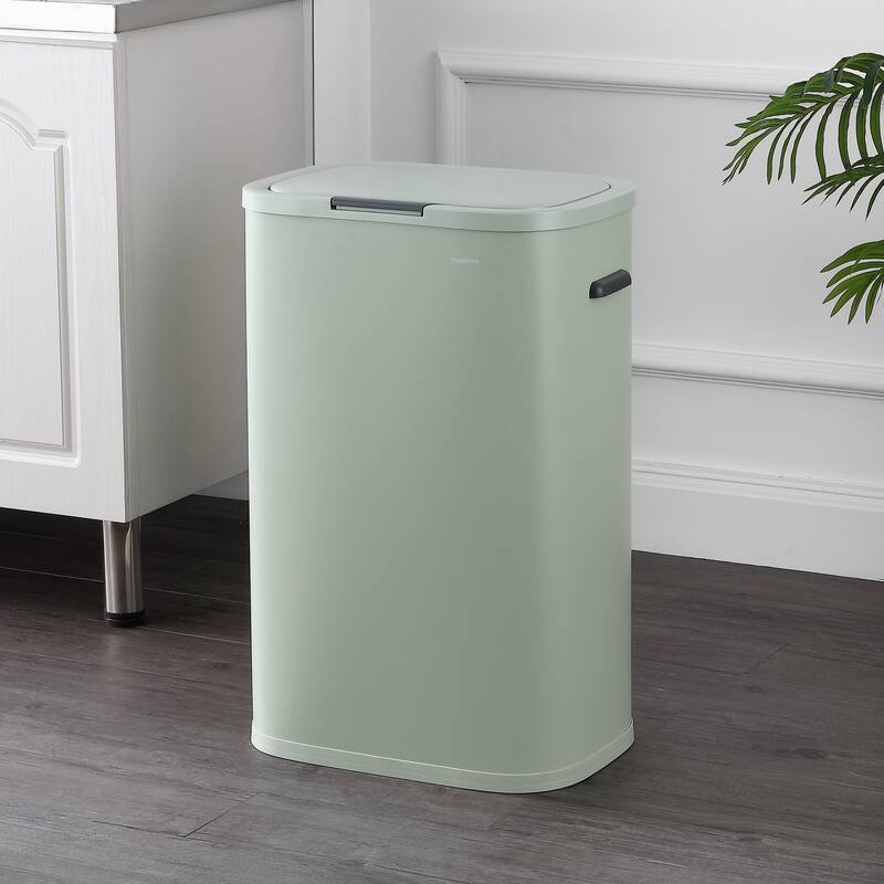 happimess Tammi Kitchen 14.5-Gallon Slim Metal Push Button Trash Can - Pistachio Gelato
