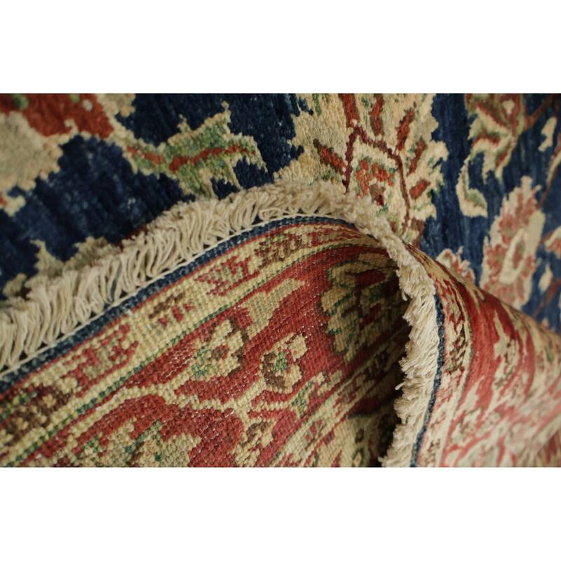 Hand Knotted Oriental 100% Wool Carpet Traditional All-Over Navy Blue & Blues Ziegler Area Rug - 5' 10'' X 4' 1''