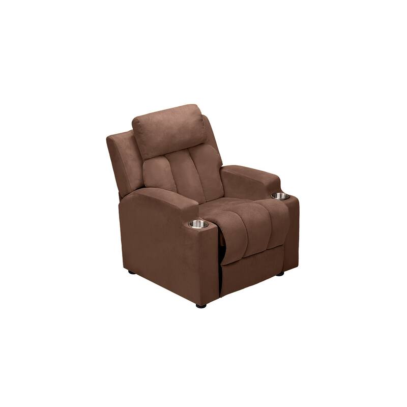 Deluxe Kids Recliner Chair with Footrest Headrest and 2 Cup Holders Microfiber Kids Recliner for Age 3+ Years
