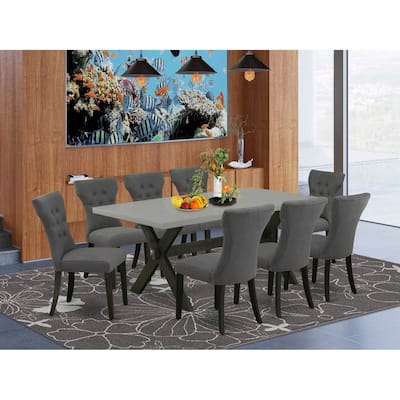 Neo-Classical Dining Set - 9 Piece Table & Chairs - Hardwood Frame - Rectangular Table - Parson Style