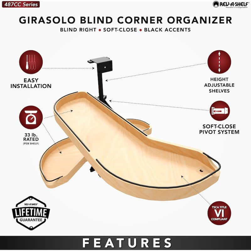 Rev-A-Shelf 487CC-12-L Craftsman 33-1/16" Wide Designer Left Blind