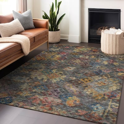 Machine Washable Indoor/ Outdoor Boho Moroccan Chantille Rug