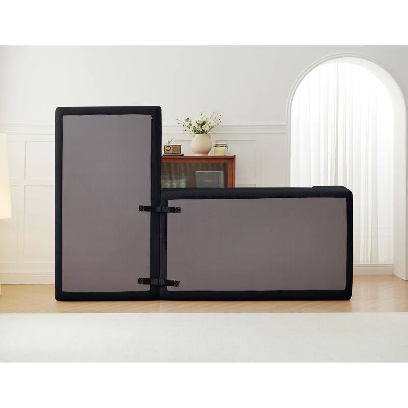 Modular Sectional Sofa with L-Shape Chaise, Chenille Upholstered Cloud Sofa, Corner Deep Seat Sofa with 5 Throw Pillows