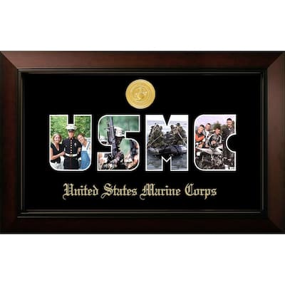 Patriot Frames Marine Collage Photo Legacy Frame with Gold Medallion