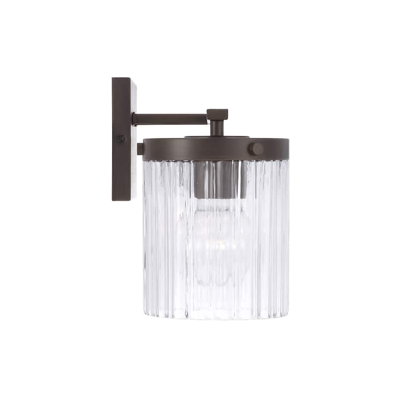24" W x 9" H 3-Light Vanity with Clear Beveled Fluted Glass - 23.25"W x 9"H x 8"E