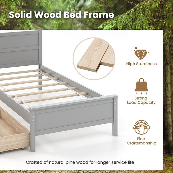 GS System BED W (Drawer*2) ダブルベッド Twin XL Bed Frame with 2 XL Storage Drawers, Metal Platform Bed