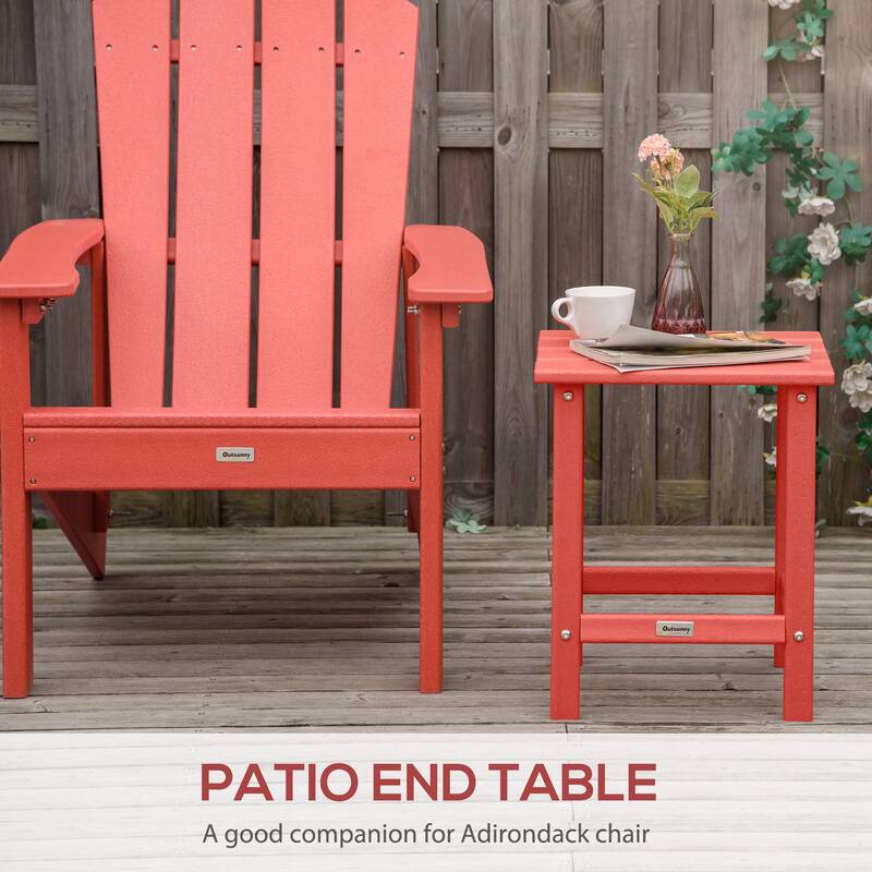 Outsunny Patio Side Table, Square Outdoor End Table, HDPE Plastic Tea Table for Adirondack Chair, Backyard or Lawn
