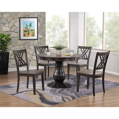 Antiqued Grey Double X-Back 5-Piece Bella Dining Set