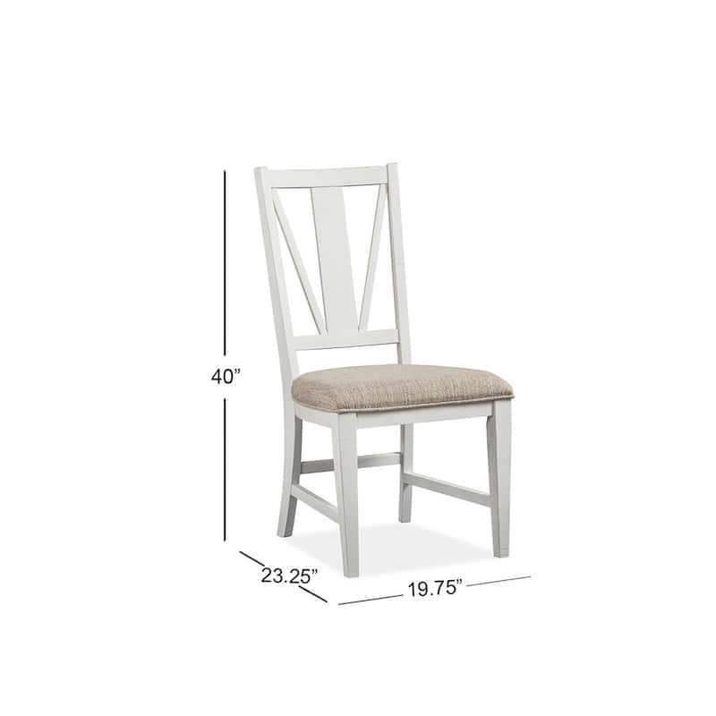 Magnussen Home Heron Cove Chalk White And Dovetail Grey Upholstered Side Chair Two Pack - 19.75''W x 23.25''D x 40''H