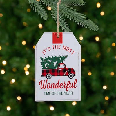 Most Wonderful Time of the Year Christmas Tag Ornament - 6"