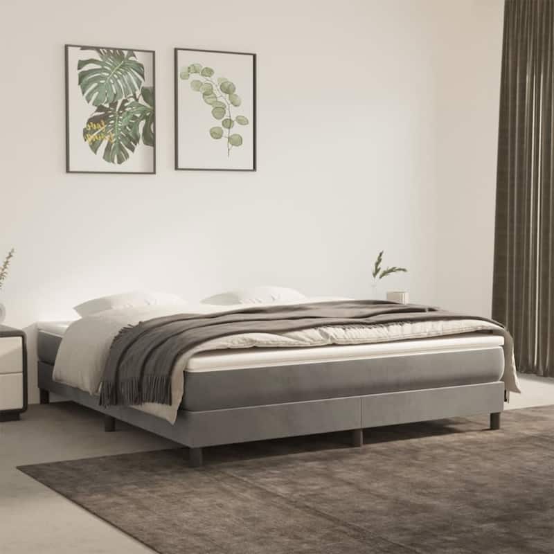 vidaXL Spring Mattress Bed-in-a-Box Single Bed Foam Mattress Medium Hardness - White and light gray - Queen