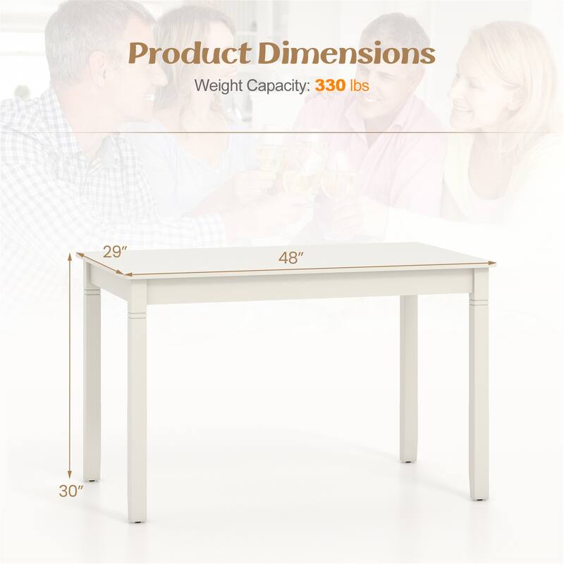 Gymax 48'' Wooden Dining Table for 4 People w/ Rubber Wood Legs