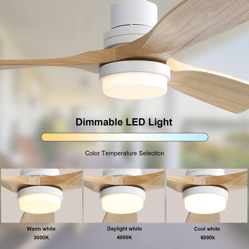 50 Inch / 60 Inch Wood Ceiling Fan with Lights and Remote Control Airflow Fan For Bedroom