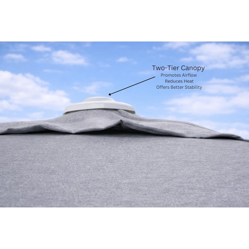 Piola 10 ft. x 13 ft. Rectangle Aluminum Cantilever Tilt Outdoor Parasol Patio Umbrella with Granite Base in Mouse Gray