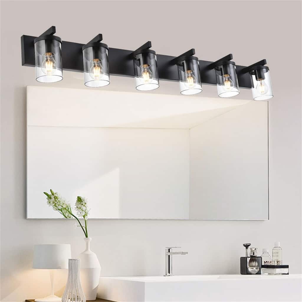 6-Light Vanity Light, Vintage Mirror Lights with Clear Glass Shade