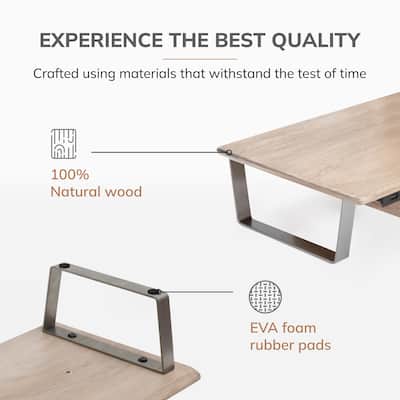 Jani Wood Monitor Stand Riser Desk - Ergonomic Design Stand, Desktop Organizer Table for Home, Office Workspace, Gaming Desk