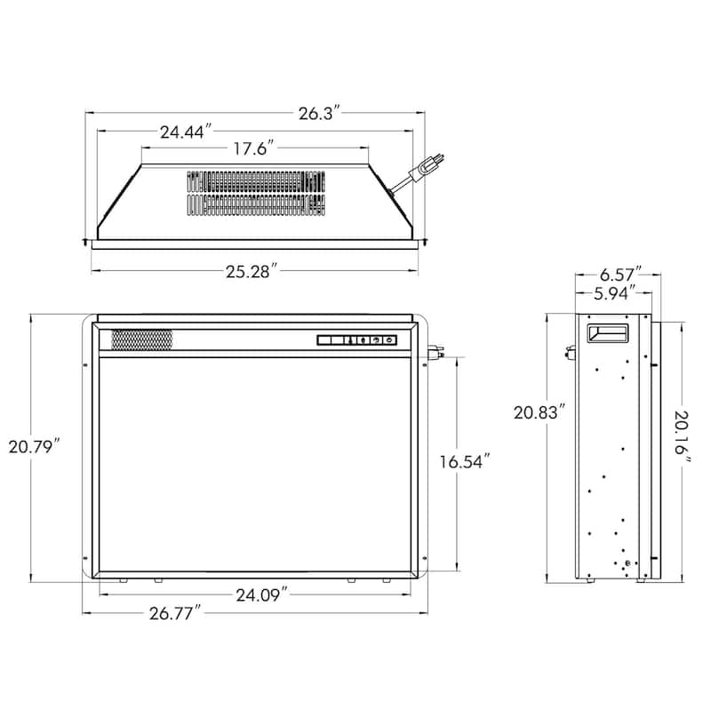Costway 26 Inch Recessed Electric Fireplace heater W/ Remote Control - See Details