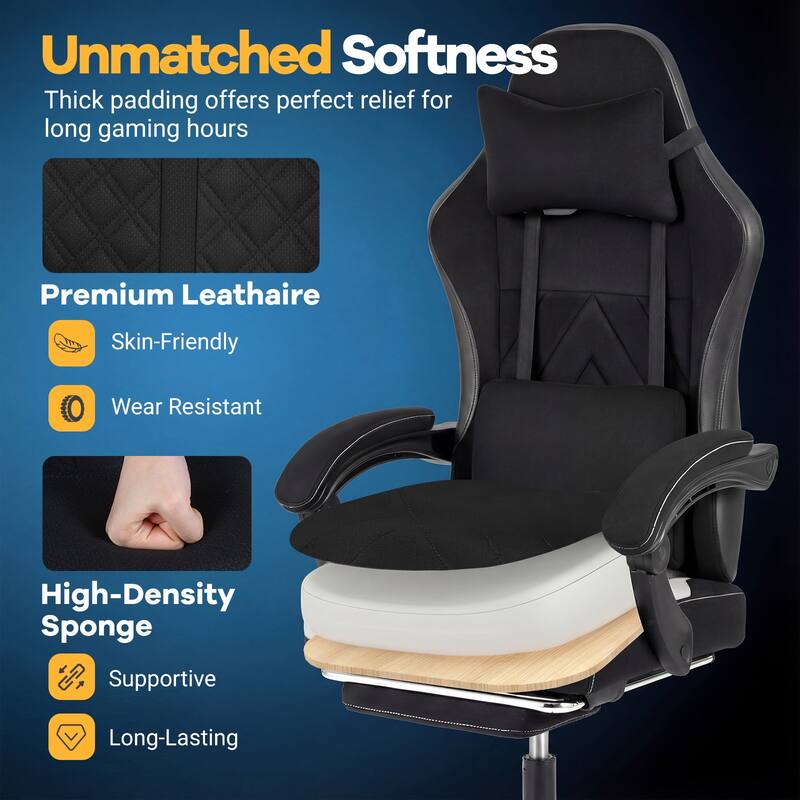 Gymax Gaming Chair w/Headrest Lumbar Support Linkage Armrests