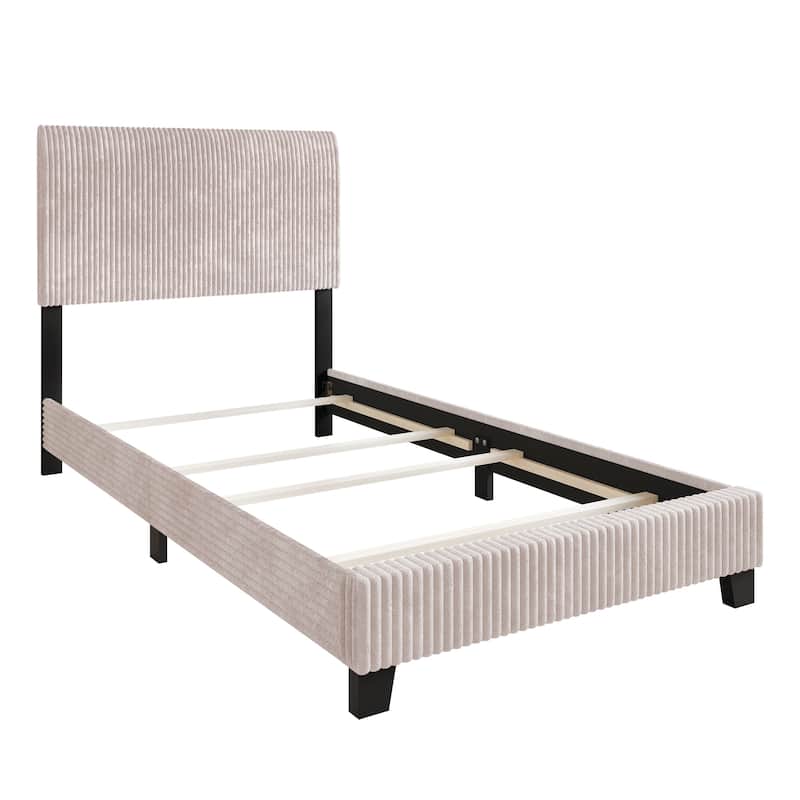 CraftPorch Corduroy Elegant and Chic Velvet Upholstered Bed