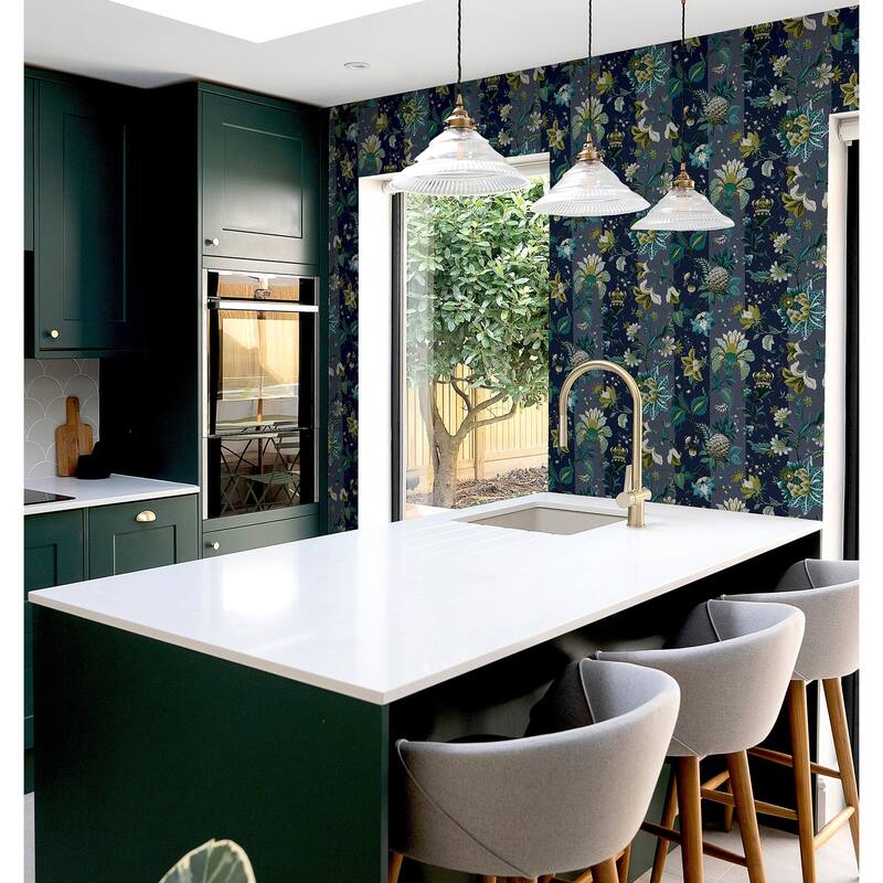 Arthouse Cornelia Navy Floral Stripe Wallpaper