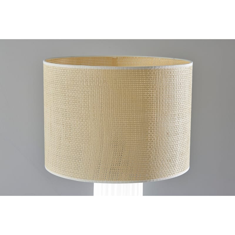 Ceramic Table Lamp with Beige Fabric Drum Shade Rotary Switch
