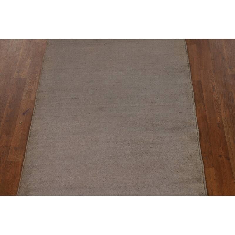 Hand Knotted Oriental 100% Wool Carpet Modern Modern Brown Gabbeh Runner Rug - 9' 9'' X 3' 2''