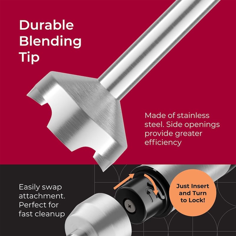 MuellerLiving Immersion Blender - 8 Speed Stainless Steel Electric Hand Blender, Emulsion Blender Stick with Turbo Mode