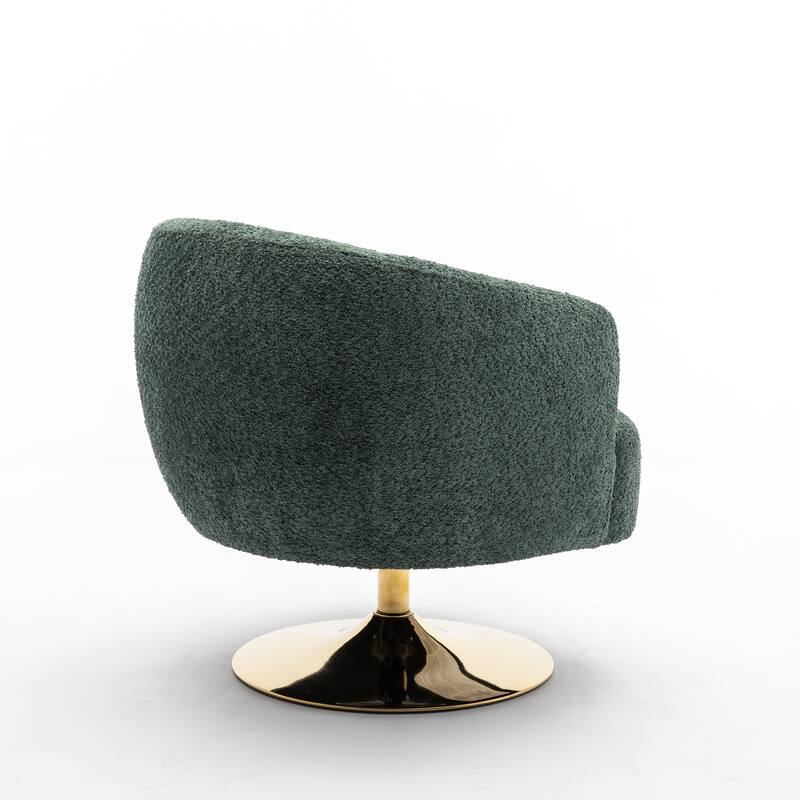 Accent Swivel Chair With Gold Metal Round Base