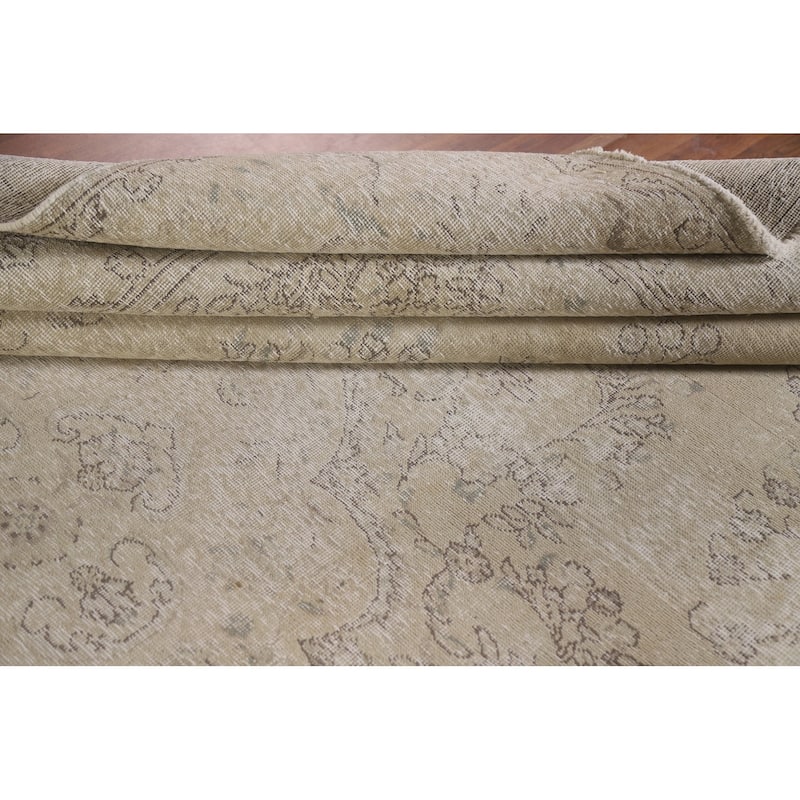 Hand Knotted Oriental 100% Wool Carpet Traditional Floral Beige & Ivories Tabriz Area Rug - 12' 5'' X 8' 10''