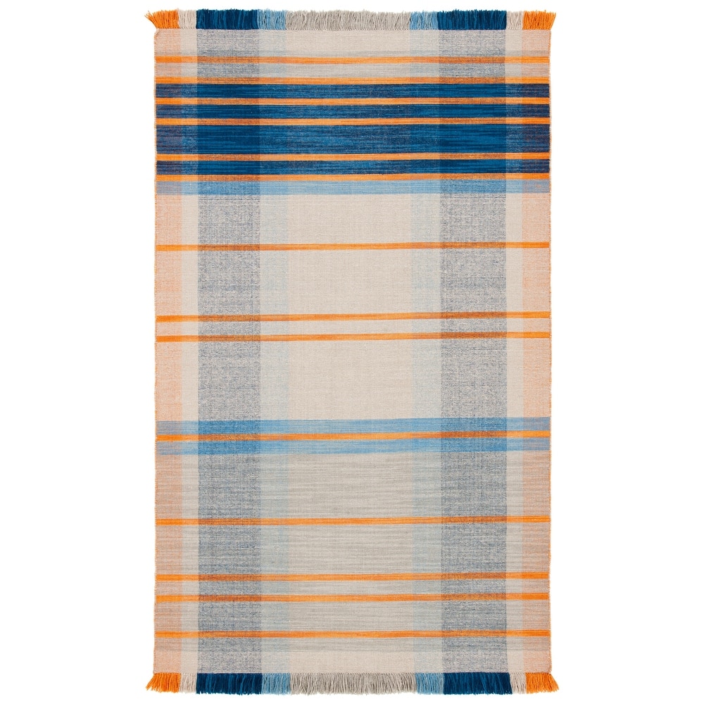 SAFAVIEH Striped Kilim Noelly Wool Fringe Rug