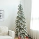 preview thumbnail 2 of 42, Glitzhome Pre-Lit Flocked Pencil Spruce Artificial Christmas Tree with Warm White Lights