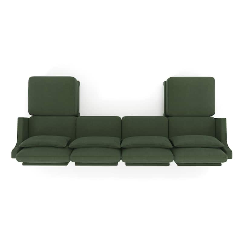 GDFStudio- Odyssey Chenille Four-Seater Sofa with Dual Ottoman