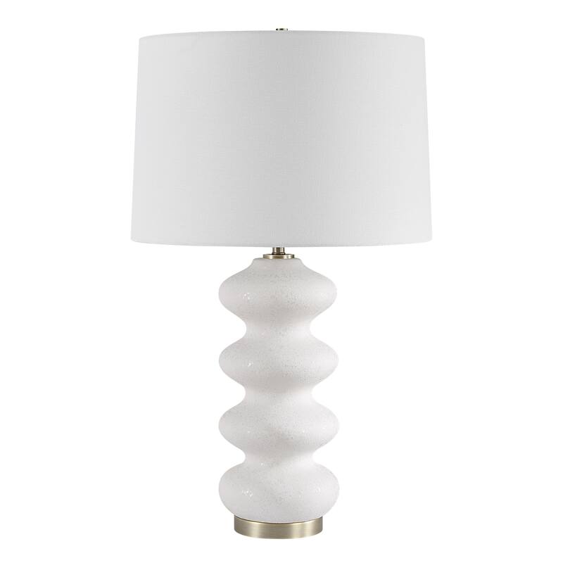 Porcelain Table Lamp with Round Shade - 26.25" - White and Brass